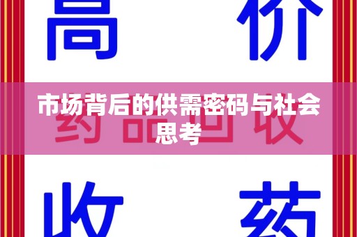 南京市场背后的供需密码与社会思考
